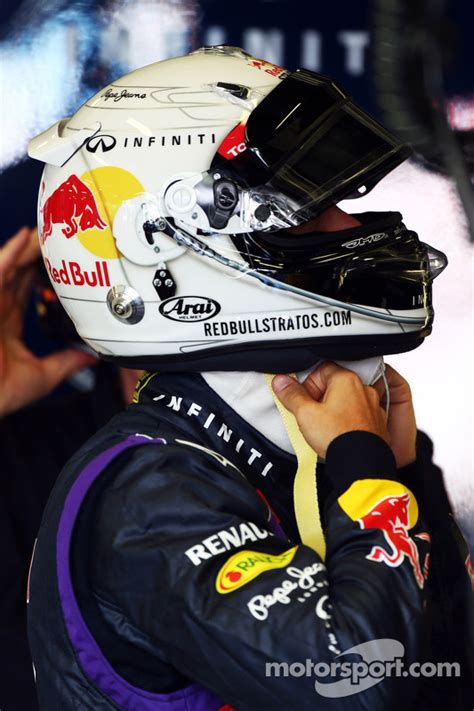 Sebastian Vettel, Red Bull Racing with Red Bull Stratos themed helmet ...