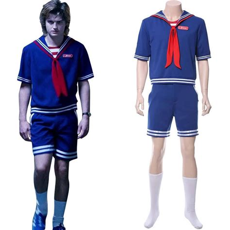 Stranger Things Season Robin Steve Harrington Scoops Ahoy Ice Cream Shop Assistant Cosplay Navy ...