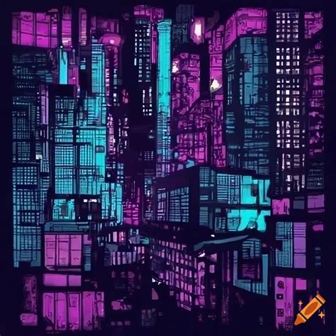 Abstract cyberpunk city map layout with occult elements