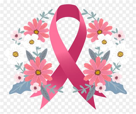 Breast cancer awareness symbol with crown flowers Clipart PNG - Similar PNG