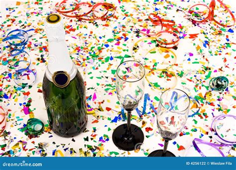 Champagne and confetti stock photo. Image of festive, party - 4256122