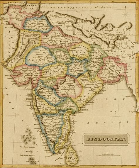 Hindustan Hindoostan India 1817 Drawing by Vintage Maps - Fine Art America