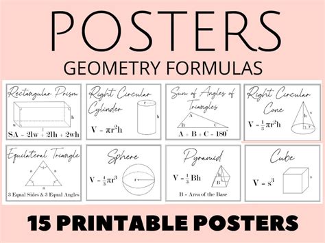 Math Formula Posters, Geometry Formula Posters, Volume Posters, Surface ...