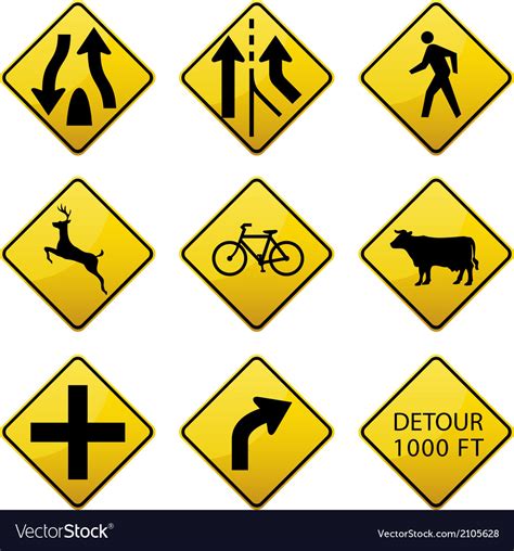 Warning traffic signs icons Royalty Free Vector Image