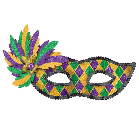 Amscan Green, Purple and Gold Glitter Harlequin Mardi Gras Masquerade ...