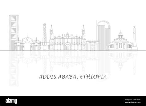 Outline Skyline panorama of city of Addis Ababa, Ethiopia - vector ...