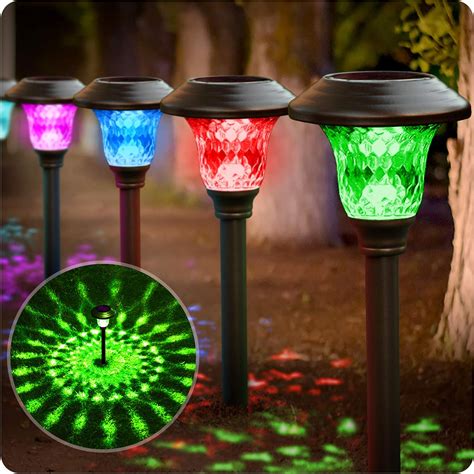 BEAU JARDIN 8 Pack Solar Lights with 7 Color Changing Pathway Outdoor ...