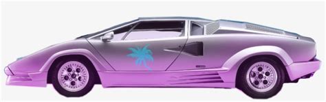 Vaporwave Cars 80saesthetic 80s Freetoedit - Lamborghini Countach Side Transparent PNG - 900x240 ...