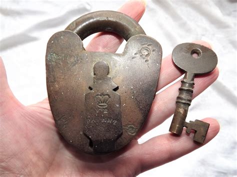 Victorian, Padlock, Large Padlock, Brass, Key, Lock, Antique, 19th Century, Collectors ...