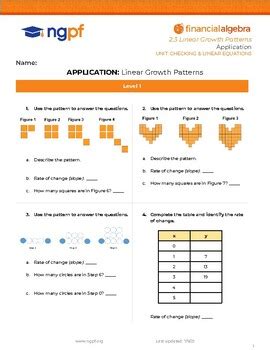 Math Application: Linear Growth Patterns by Next Gen Personal Finance