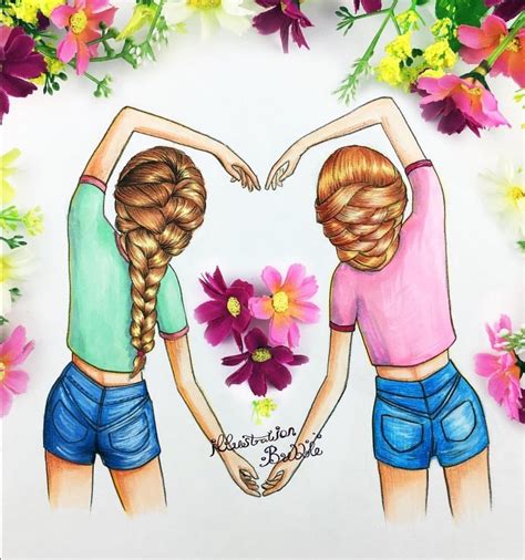 dibujo amigas formando corazon | Desenhos de amizade, Coisas de ...