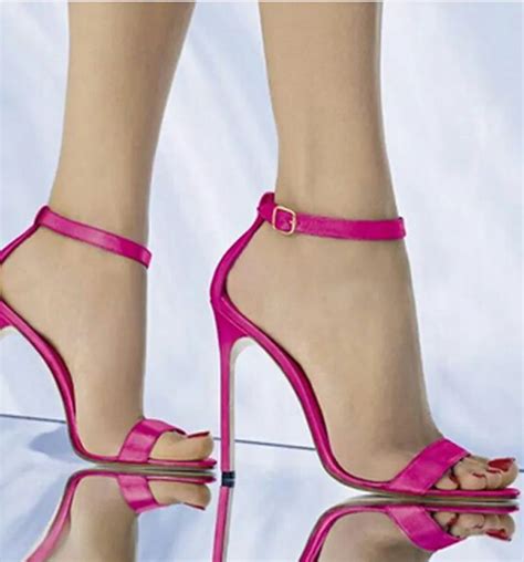 Free Shipping Women Fashion One Strap Pink Leather High Heel Sandals ...