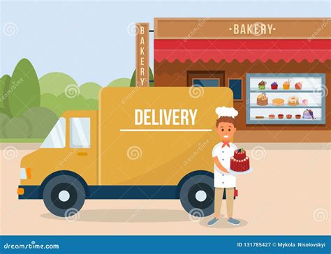 Baking Delivery Concept. Vector Flat Illustration. Stock Vector ...