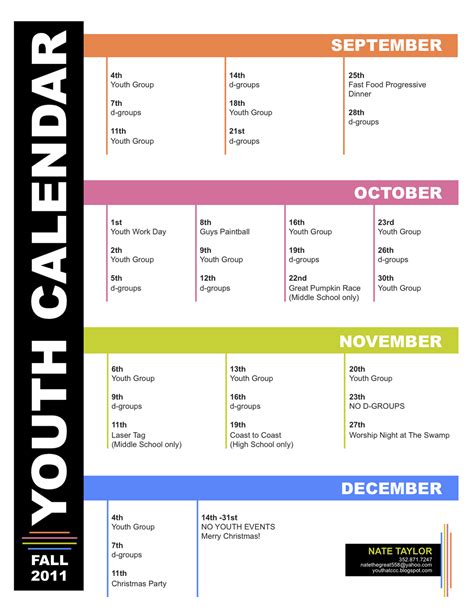 Student ministry, Teaching calendar, Youth group