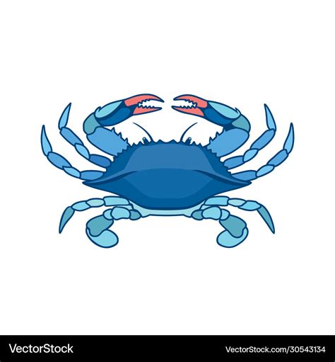 Blue crab in watercolor style Royalty Free Vector Image