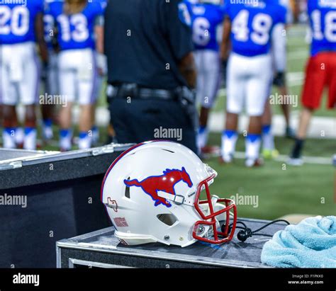 September 4th, 2015:.SMU Football helmet during an NCAA Football game between the Baylor Bears ...