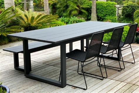 The Long Lunch Range: 8-Seater Outdoor Dining Table (2.4M) & 2 Bench Seats (anthracite/charcoal ...