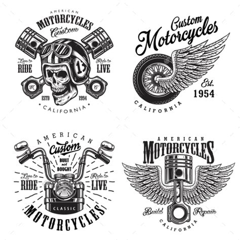 Set of Custom Motorcycle Emblems by imogi | GraphicRiver