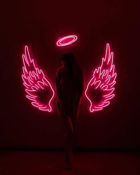 Wings and Halo Neon Sign Large Angel Wings for Photoshoot Wings Of ...