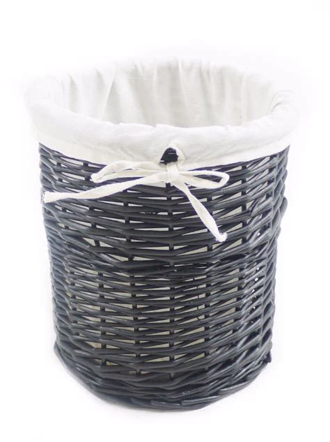 BROWN WHITE BLACK OVAL WICKER LAUNDRY BASKET WITH LID & REMOVABLE ...