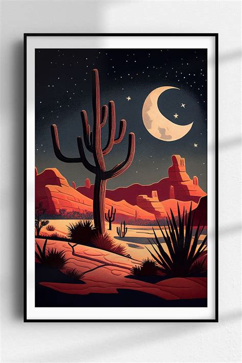 Abstract Night Desert Wall Decor Instant Download Western Desert ...