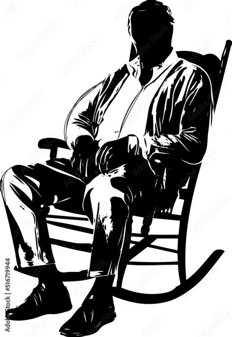 Silhouette of old man sitting on relaxing chair, Stencil of old man ...