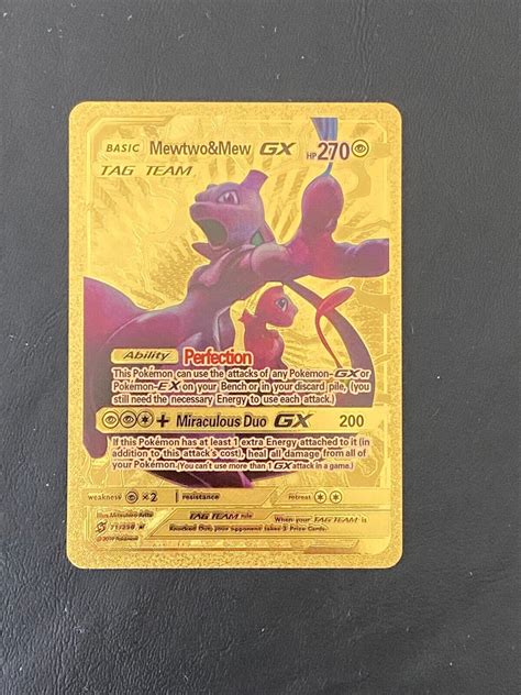 Mavin | Tag Team Mewtwo & Mew GX Shiny Gold Foil Pokemon Card