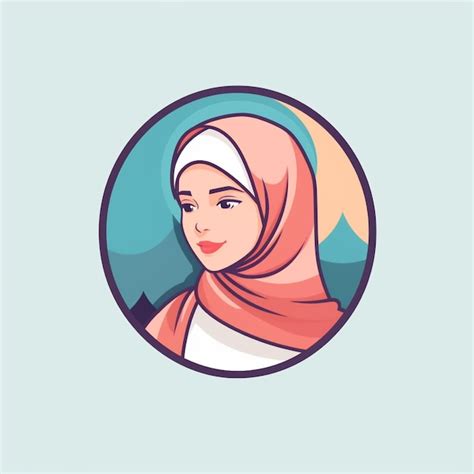 Premium AI Image | flat color hijab logo vector