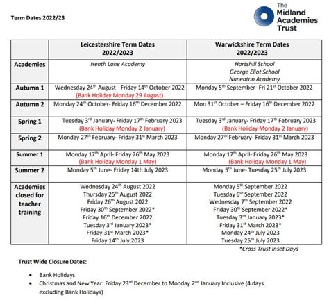 Hartshill Academy - Term Dates