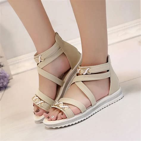 2017 New Women Sandals Flat Shoes Summer Soft Leather Leisure Ladies ...