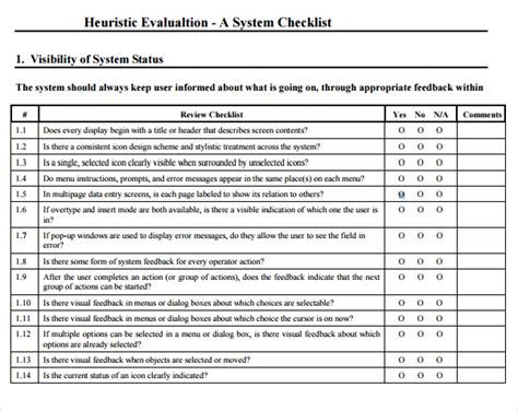 Heuristic Evaluation Template | PDF Template