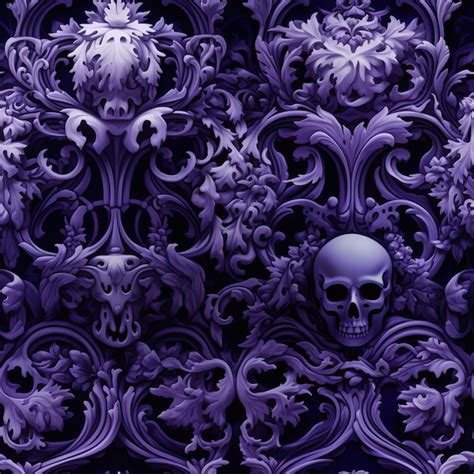 Premium AI Image | purple gothic wallpaper with a skull and flowers ...