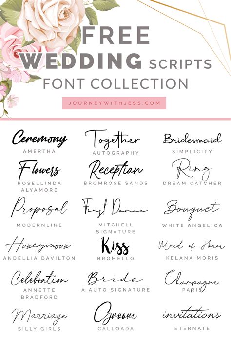 Free Font Collection: Wedding Scripts — Journey With Jess | Inspiration ...
