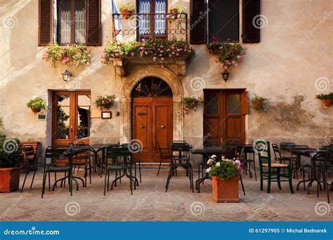 Retro Romantic Restaurant, Cafe In A Small Italian Town. Vintage Italy Stock Photo - Image: 61297905