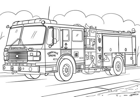 Fire Truck 7 coloring page - Download, Print or Color Online for Free