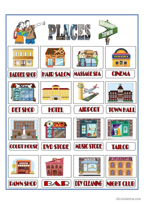 Places Around Town - Pictionar…: English ESL worksheets pdf & doc