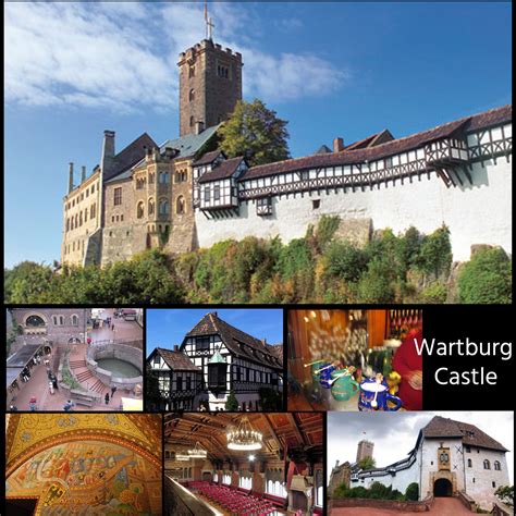 Wartburg Castle is perched at a height of around 400 meters above the delightful countryside in ...