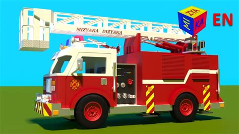 Fire truck responding to call - construction game cartoon for children - YouTube