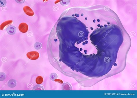 Chronic Myelogenous Leukemia CML Cells in the Blood Flow - Closeup View 3d Illustration Stock ...