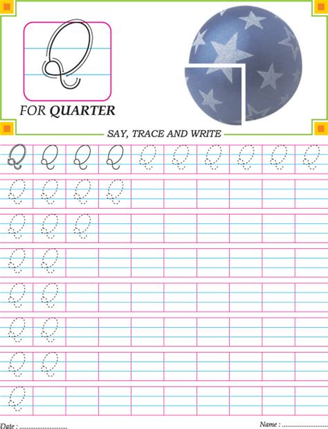 Cursive capital letter Q practice worksheet | Download Free Cursive capital letter Q practice ...