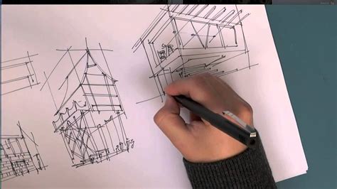 student freehand perspective sketching. - YouTube