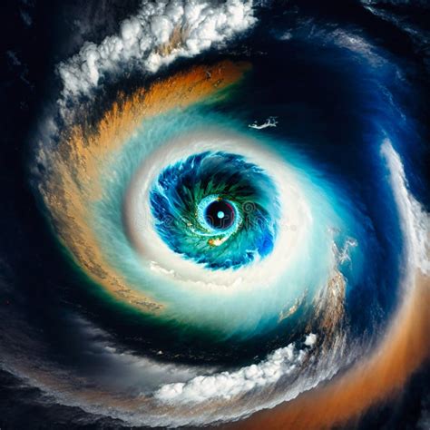 A View of the Eye of a Cyclone from Space, Generative AI Stock ...