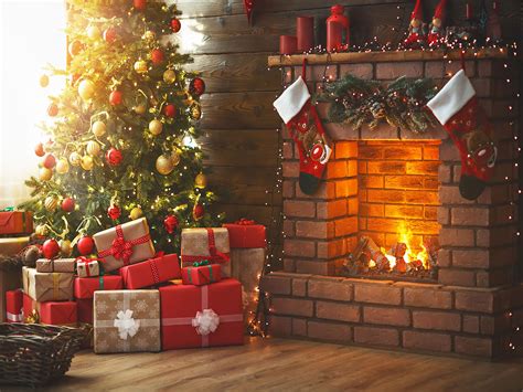 Christmas Fireplace Zoom Background