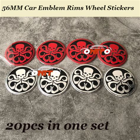 Modified Car Wheel hub Stickers 56MM 20pcs/lot For octopus Skull logo ...