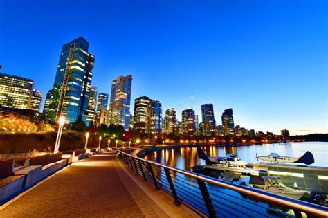 Vancouver Skyline with Harbor at Sunset ,Canada Stock Image - Image of ...