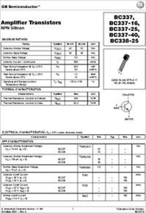 BC337 datasheet - Transistor Silicon Plastic NPN , Package: TO-92 (TO-226),