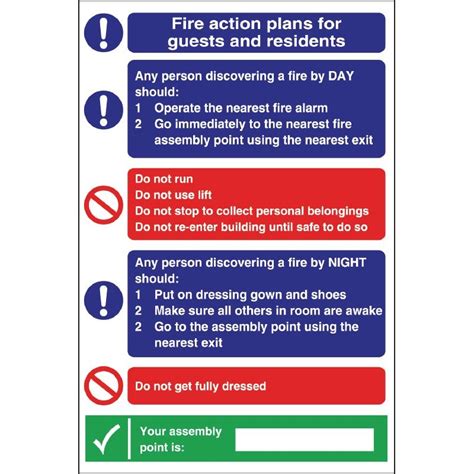 Fire Action Plan Sign For Guests & Residents | eBay