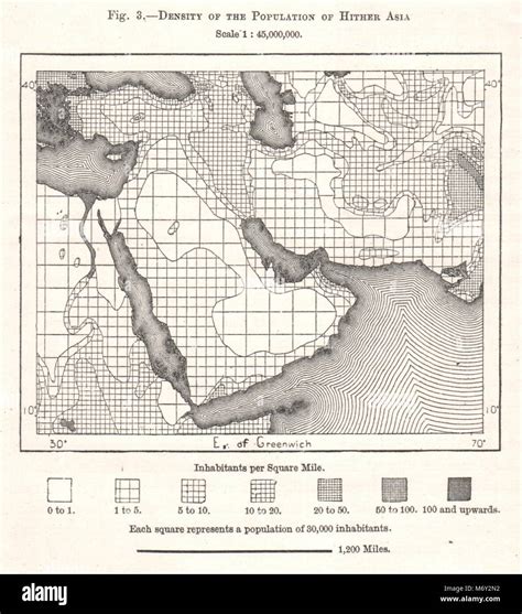 Middle East population density. Sketch map 1885 old antique plan chart ...