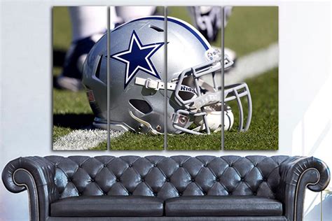 Dallas cowboys art Football canvas Helmet wall decor Sports | Etsy