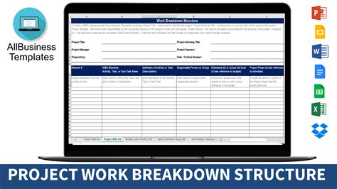 Work Breakdown Structure Table Excel | Templates at allbusinesstemplates.com